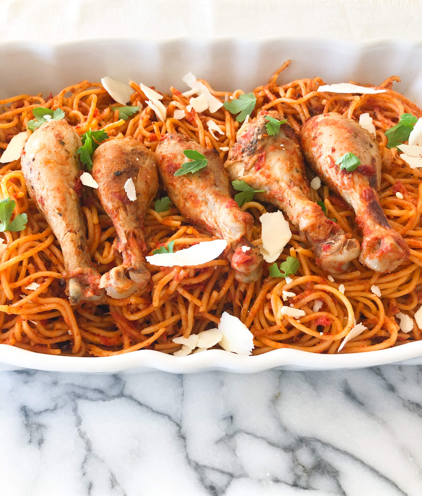 Easy Baked Chicken Drumsticks With Spaghetti