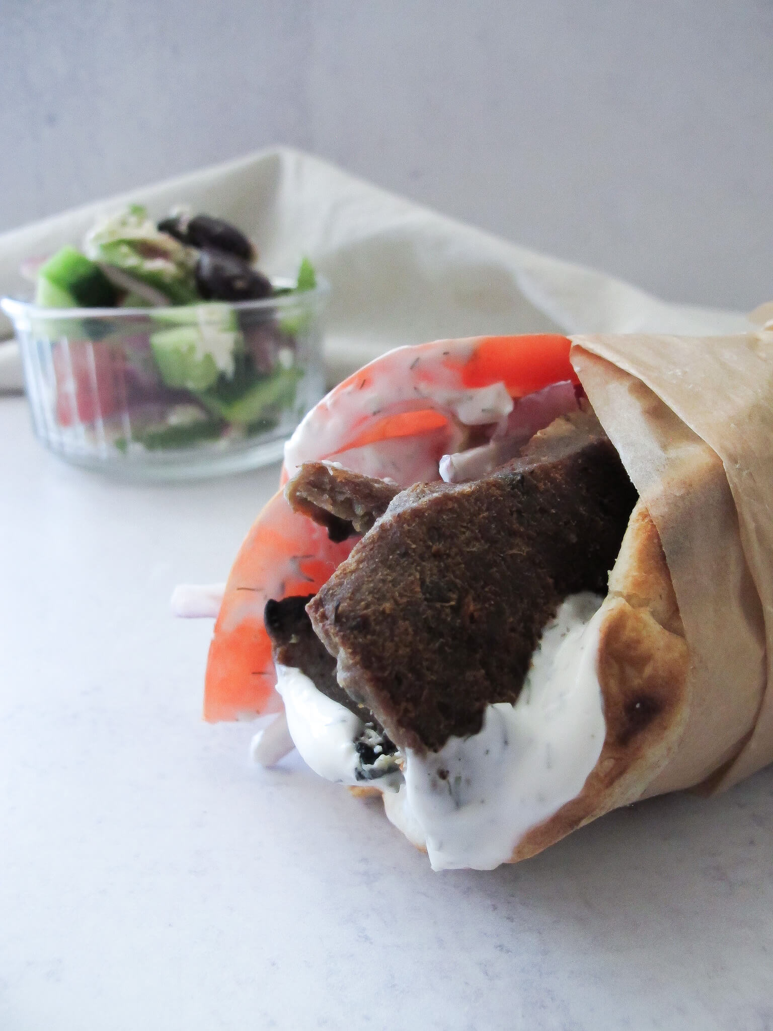 gyros pita wrap with greek salad