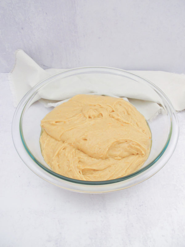 biscotti dough in a glass bowl