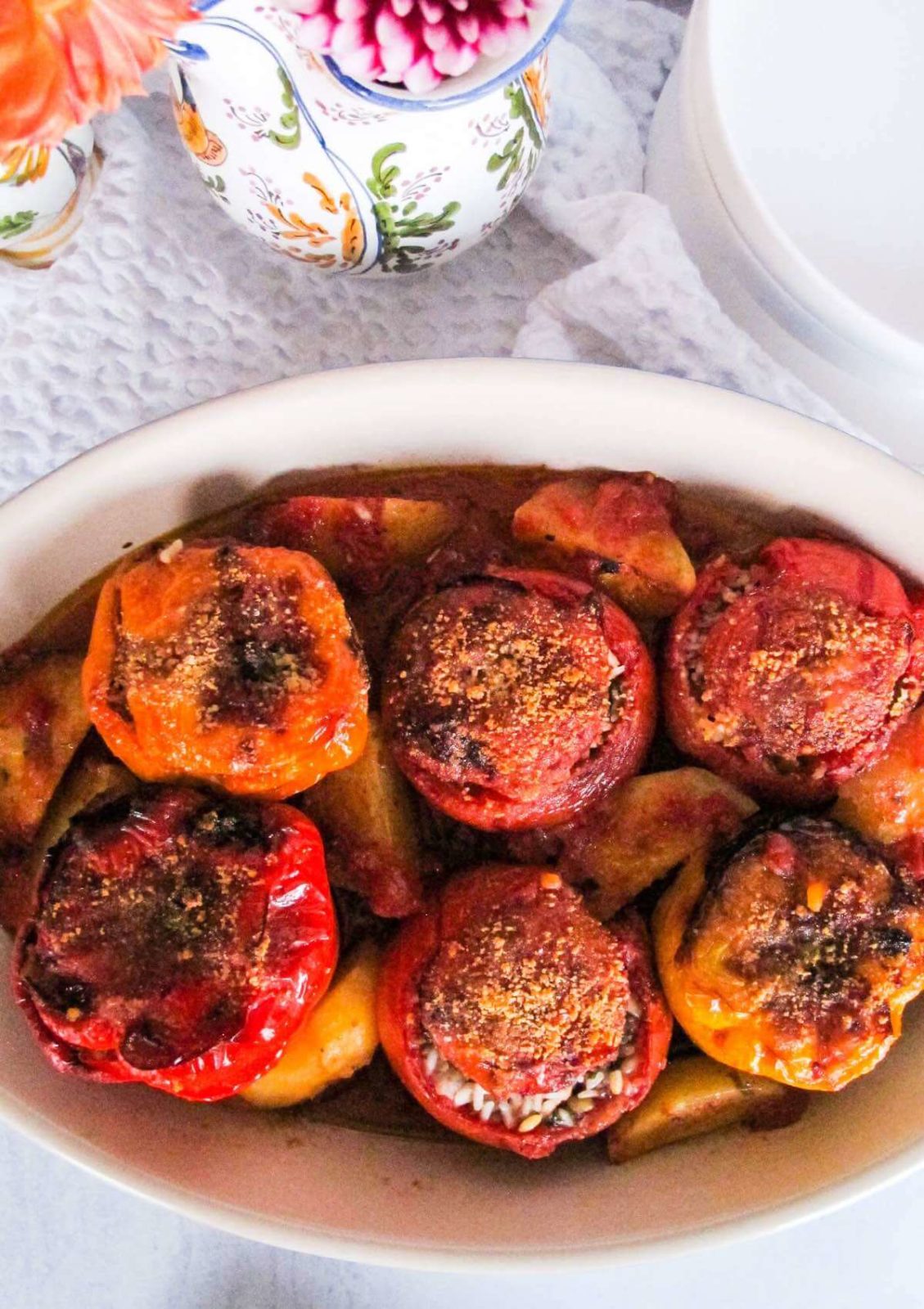 The Best Greek Stuffed Tomatoes And Peppers (Gemista) - Ririsgreekeats.com