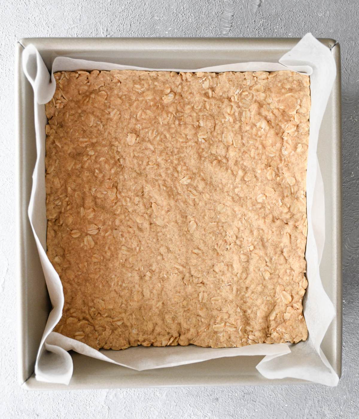 baked oatmeal crust in an 8"x8" square baking pan.